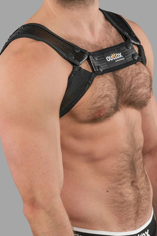 Outtox by Maskulo. Bulldog Harness with Snaps. Black - XHR119 - Y1 - www.fieldessential.click - Local store