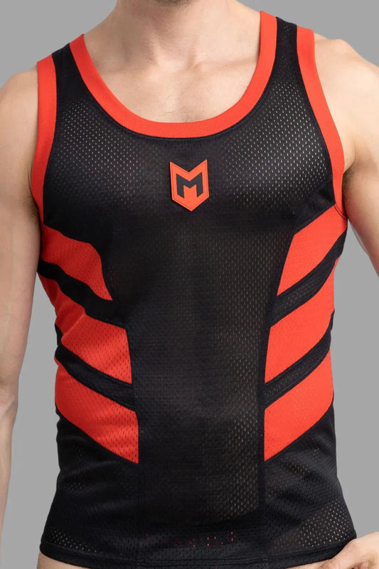 Skulla. Mesh Tank Top. Black and Red - MTP102 - Y4 - www.fieldessential.click - Local store