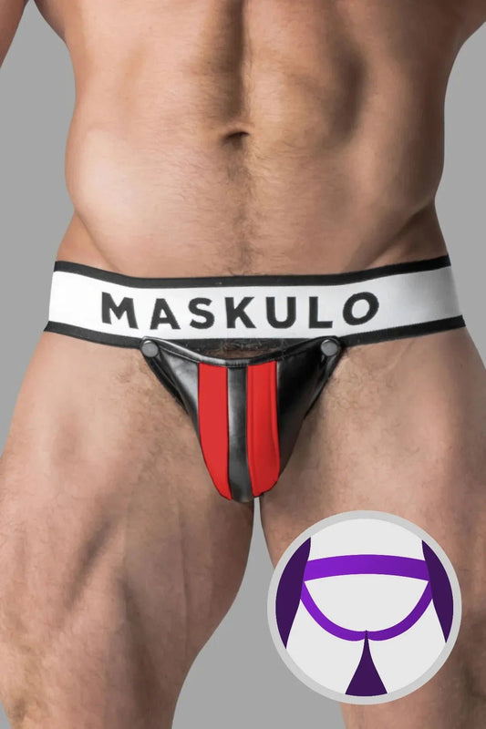 Armored. Men's Jock. Detachable Codpiece. Black and Red - MJS117 - Y4 - www.fieldessential.click - Local store