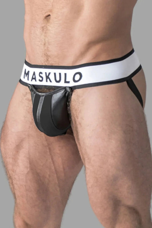 Armored. Men's Jock. Detachable Codpiece. Black and White - MJS121 - Y4 - www.fieldessential.click - Local store