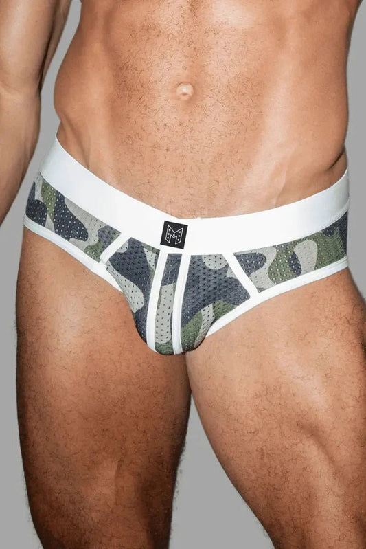 Ian Steelguard Mesh Briefs. Camouflage + White - MBR186 - Y2 - www.fieldessential.click - Local store