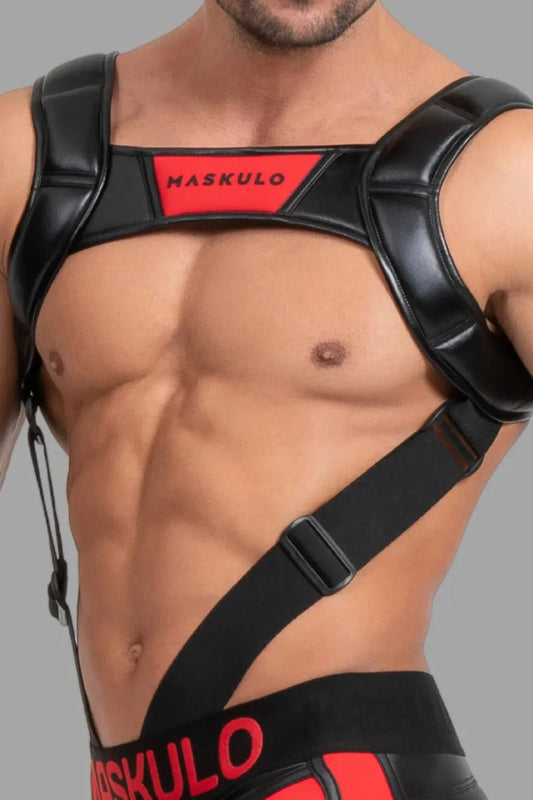 Body Harness with Push - up Effect. Black and Red - MHR119 - Y5 - www.fieldessential.click - Local store