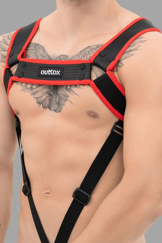 Outtox. Body Harness with Snaps. Black and Red - XHR113 - Y2 - www.fieldessential.click - Local store