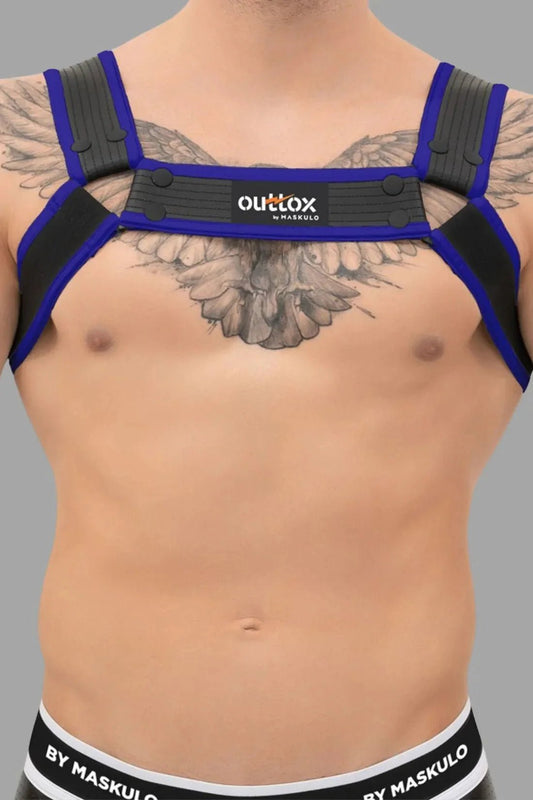 Outtox by Maskulo. Bulldog Harness with Snaps. Black and Blue - XHR122 - Y1 - www.fieldessential.click - Local store