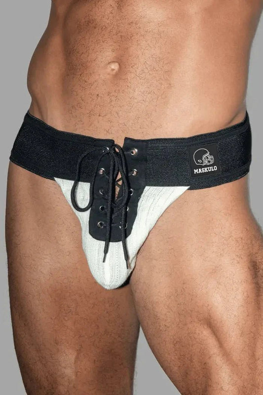 Ken Gridd - Iron, American Football Jockstrap. Black + White - MJS187 - Y1 - www.fieldessential.click - Local store